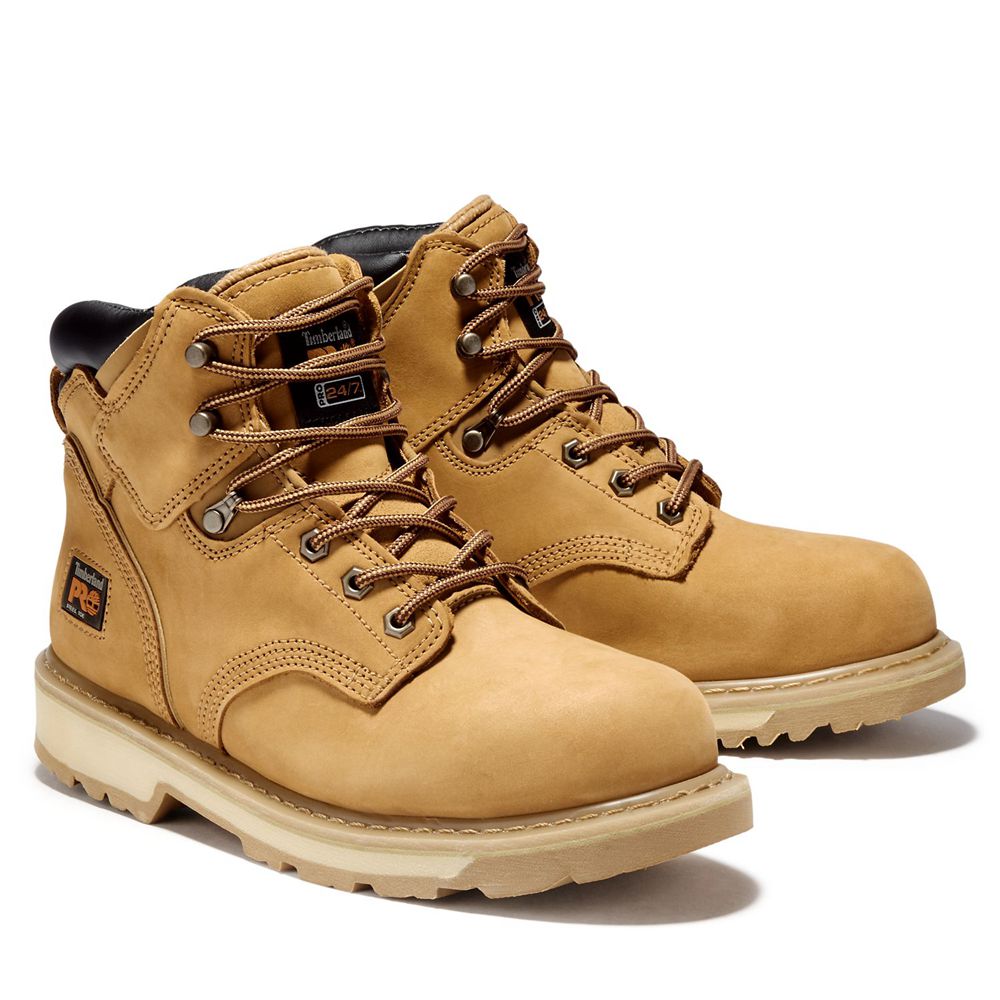 Timberland Μποτακια Εργασίας Ανδρικα Καφε - Pro® Pit Boss 6\" Steel Toe - Greece 3850926-AP